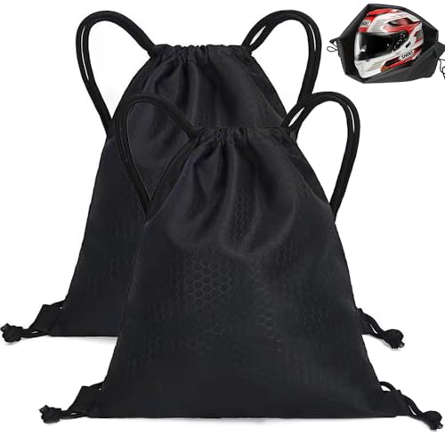 HIULLEN 2 Stück Helmtasche, Helmbeutel mit Kordelzug, Motorradhelm Rucksack Wasserdicht Tragbarer Helmsack Helmrucksack für Motorradhelm Fahrradhelme Basketball Skihelme Reithelme Fitness