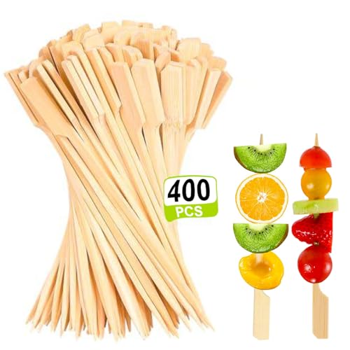 400 Stück Spieße Fingerfood, 12cm Spieße Lang Fingerfood Bambus, Fingerfood Spieße für Zuckerwatte Stäbe, Partyspieße, Burger Spieße, Grillspieße, Bambus Stäbe, Marshmallow Spieße, Obstspieße