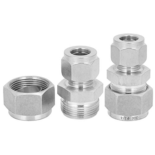 Stück Kompressionsrohr-Adapter, Gerader Reduzieranschluss aus Edelstahl 304, Doppelklemmring-Adapter Zum Reduzieren von Wasser-Luft-Rohr-Ölrohren und Anderen Pneumatischen
