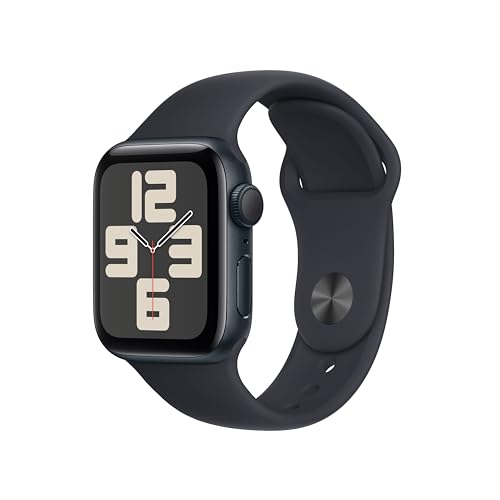 Apple Watch SE (2. Generation, 2023) (GPS, 40 mm) Smartwatch mit Aluminiumgehäuse und Sportarmband (S/M) in Mitternacht. Fitness- und Schlaftracker, Unfallerkennung, Herzfrequenzmesser, Retina Display