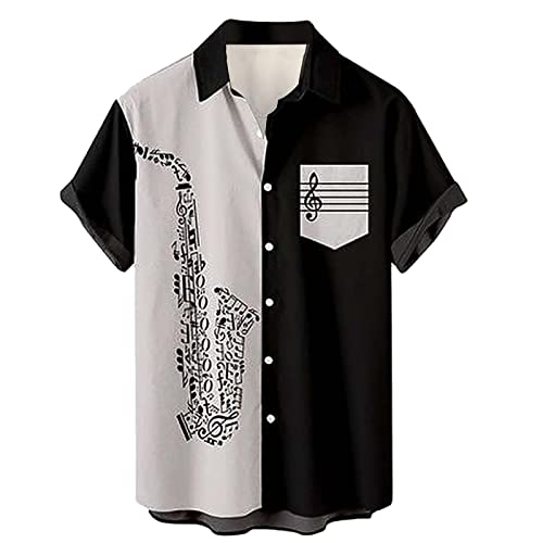 Hehiy Leinenhemd Herren Kurzarm, Leichtes Sommerhemd Freizeithemd für Strand, Sommer Shirt mit Stehkragen Knöpfen Herrenhemd Mit Stehkragen Party Hemd Herren Mit Licht