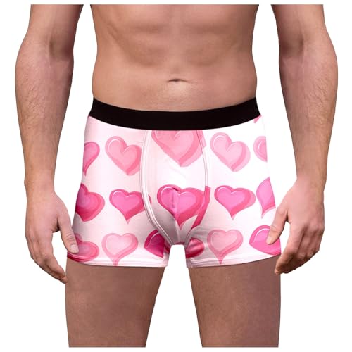 Spandex Unterwäsche Herren Stil rote spezielle Herz Rose Shorts mittlere Taille Wolle(Hot Rosa,XL)