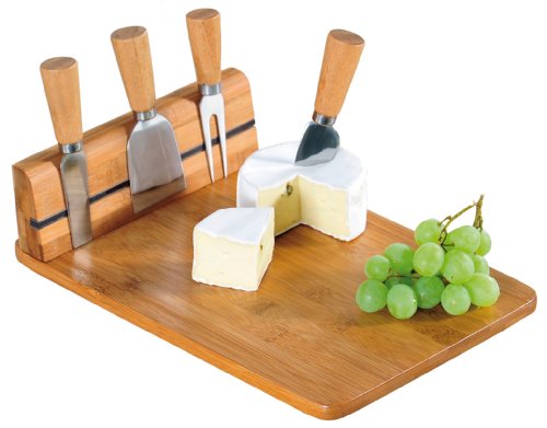 Kesper | Käseschneidebrett mit Besteck, Material: Bambus, Edelstahl, Maße: 30 x 20 x 8 cm, Farbe: Weiß | 58641 13