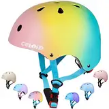 CELOID Kinder Fahrradhelm, Kleinkind Skateboard Helme für Alter 3-5-8 Jahre Jungen Mädchen, verstellbare Multi-Sport Fahrrad Skateboarding Fußball Roller Skating Roller,Pink-Blue