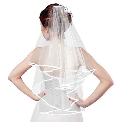 1 Stück brautschleier kurz Elegant Braut Brautschleier Schleier Kurz Bridal Tüll mit Kamm Bridal Hochzeit,Damen-Schleier Kurzer Brautschleier mit Kamm Schleier Braut für Frauen, Hochzeit, Brautparty