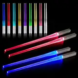 CJBIN Leuchtende Essstäbchen, 2 Paar LED Essstäbchen Leuchtende, Lichtschwert Chopstick mit 9 Farbmodi, BPA Frei und Lebensmittelecht, Lightsaber Chopsticks für Küchen Dinnerparty Sushi Besteck