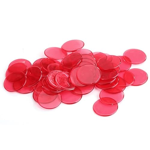 80st Bingo Chips, Plastik Zähl-Chips Plastikmarkierer Transparente Plastikchips Bingo Trinkspiel Bingo-Chips Farbige Zählchips Chips Zählen Für Mathe Rot Math Game Marker Für Bingo Spielkarten Mathe