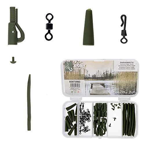 Zite Fishing Terminal Carp Tackle Set – Safety Lead Clip Rig Karpfen-Montage Zubehör Sortiment - Sicherheits-Clips Tubes Wirbel & Mehr in Box