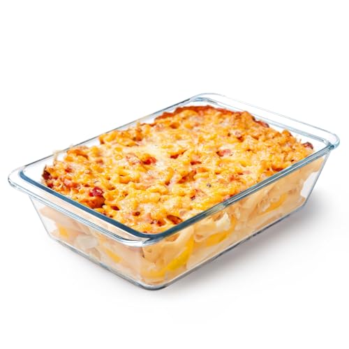 Tiefe Glas Auflaufform, Glas Ofenform, Rechteckige Lasagneform, Ofenfeste Klarglas- Bratform (2.3L)