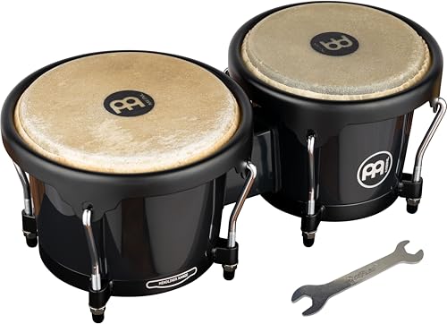 Meinl Percussion Bongos Journey Series - 2 Handtrommeln mit 6,5 und 7,5 Zoll - inkl. Stimmschlüssel - ABS Kunststoff, Schwarz (HB50BK)