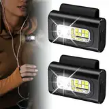 GOEDCH 2 Stück Stirnlampe Joggen: Stark Magnet LED Clip Lampe Mit 6 Lichtmodi, Stirnlampe LED Wiederaufladbar durch USB Type-C, 1200 Lumens Brustlampe Lauflicht, Sicherheitslicht für Joggen, Camping