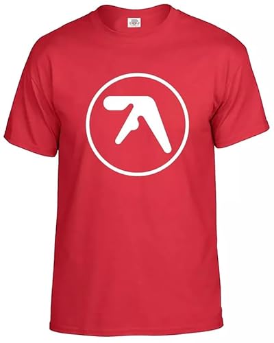 Aphex Twin T-Shirt Herren Funny Dance Rave Music Electronicas Tee Top, Rotes T-Shirt Weißer Druck, L