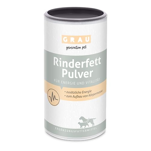 GRAU - das Original - Rinderfettpulver, der schelle Energielieferant mit 80 % Fettanteil, 1er Pack (1 x 400 g), Ergänzungsfuttermittel für Hunde & Katzen