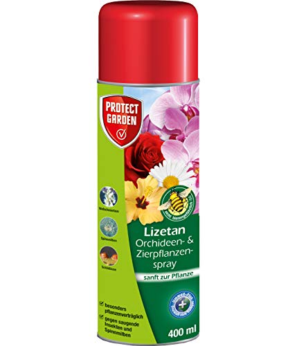 PROTECT GARDEN Lizetan Orchideen-und Zierpflanzenspray, gegen hartnäckige Schädlinge wie Blattläuse, Wollläuse, Schildläuse, Spinnmilben, 400 ml Spray