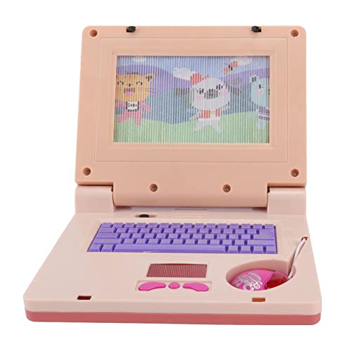 Lern-Laptop Electronic Toy F¨¹R, 19 X 15,7 X 3,8 cm, P?Dagogisches LED-Musik-Elektronisches Kognitives Entwicklungssimulations-Computerspielzeug (Rosa Nicht einziehbare Maus)