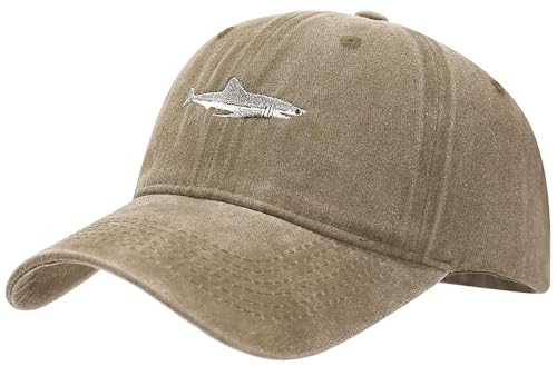 Malaxlx Baseball Cap Herren Damen Kappe Baseballkappe Verstellbar Draußen Sonnenmütze Sports Baseball Mützen Fitted Trucker Cap Hai Khaki