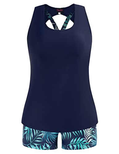 Hanna Nikole Tank Badebekleidung Oversize mit Bügel Push Up Verstellbar Badeoberteil Navy Blau 54