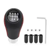 Fit4drive Universal-Schaltknauf, 6-Gang-Schaltknauf, Leder-Schaltknauf, Schalthebelabdeckung für manuelle Automobil-Fahrzeuge, Rot
