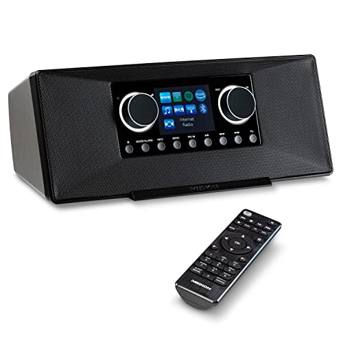 MEDION P85333 Internetradio mit DAB+ (WLAN, UKW, Spotify Connect, Amazon Music, DLNA, USB, Kopfhörer-Anschluss, AUX, Stereo Line-Out Cinch, Sleep Timer) schwarz