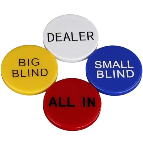 4pcs Texas Poker Chip Round Chip Small Blind Big Blind Dealer Coin Knöpfe Spiel Accessoire wasserdichte Spielkarten