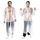 Lusofie 2 Stück Erwachsene Regenponcho Weiße Transparenter Regencape Wiederverwendbarer Regenjacke mit Kapuze Wasserdichter Regenmantel für Herren Damen Einmaliger Gebrauch