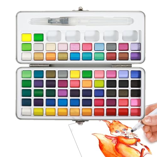 Wasserfarben-Set, Wasserfarbe, tragbar, Wasserfarbpalette Set, Wasserfarben-Set mit Pinseln und Palette, Aquarell-Kunstzubehör für Jugendliche, Kunstprodukte für Erwachsene und Kinder, Anfänger