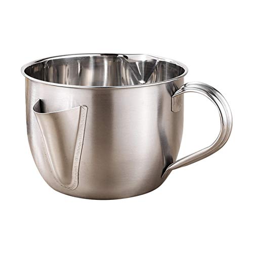 Gereton Fetttrennkanne, Suppenölabscheider, 1000ml 304 Edelstahl Filtersiebschale, Soßenabscheider Fettabscheider Krug, Mit Deckel Und Reinigungsbürste, Lebensmittelbehälter Küchenhelfer