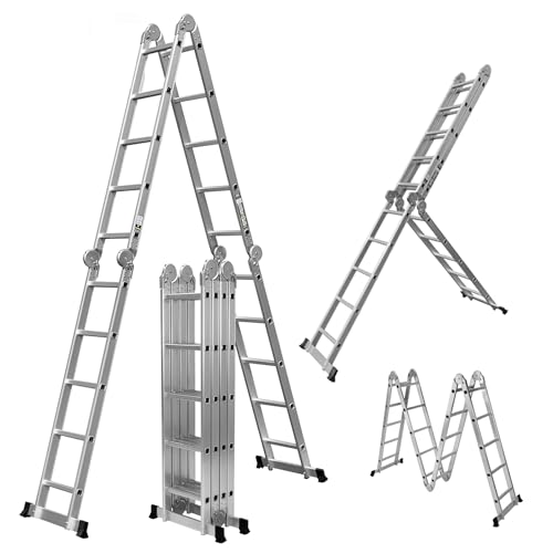 ????????? Aluminium Mehrzweckleiter CF-104A | ? ????? ???????? - 6in1 Multifunktionsleiter - 20 Sprossen - 576 cm Leiter - Gelenkleiter - Leitergerüst (Silber 4x5 Sprossen)