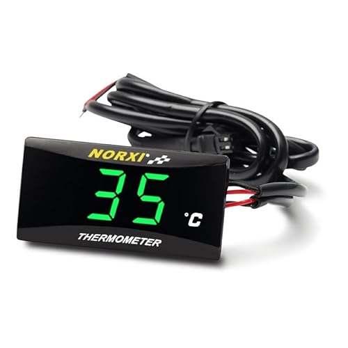 Universal Motorrad Digital Thermometer Wassertemperaturmesser Super Dünn für Rennroller LED Display DC 12V Display Celsius (Grün)