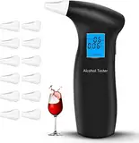 RUTIDA Alkoholtester, Polizeigenau Alkoholmessgeräte mit 12 Mundstücken, Professioneller Alkohol Tester Promilletester mit Blu-Ray LCD Bildschirm und Halbleiter Sensorik