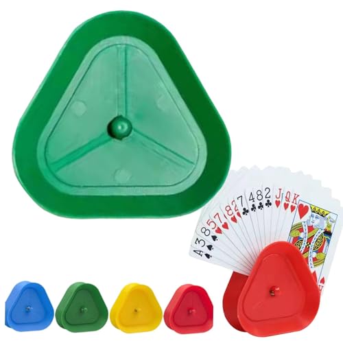 2025 Upgraded Triangle Poker Holder - Spielkartenhalter für Ki-ds, dreieckige Form, freistehender Kartenspielhalter, unterstützt verschiedene Größen von Karten, für Familien-Kartenspielabende (grün)