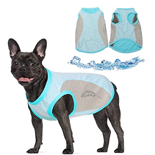 KIPETTO Hunde Kühlweste Leichte Hunde Eiskühlende T-Shirts mit Reflektorstreifen Welpen Sommer Atmungsaktive Kleidung, M