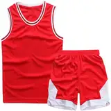 Basketball Trikot Kinder 2-Piece Basketball Kinder Trikot,Basketball Kinder Trikot Shirt and Shorts,Basketball Trikot,Trikot Basketball Kinder,Basketball Trikot Set für 4-14 Kinder(Rot)