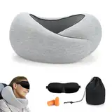 Mineup Nackenkissen Flugzeug, Reisekissen Nacken, Reisekissen Flugzeug, Travel Pillow Nackenstützkissen, Ergonomisch Gestaltetes aus Memory-Schaum, Ideal für Reisen mit Flugzeug, Auto, Zug (Grau)