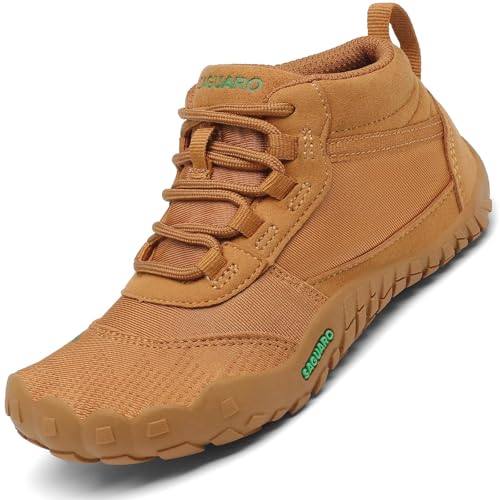 SAGUARO Kinder Barfußschuhe Jungen Leichtigkeit Trekking-Wanderschuhe Mädchen Outdoor Fitnessschuhe Festes Braun Gr.35