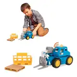 Driven Micro Gabelstapler 23 cm und Teleskoplader mit Lichtern und Geräuschen – Spielzeug LKW mit Funktionen für Kinder ab 3 Jahren