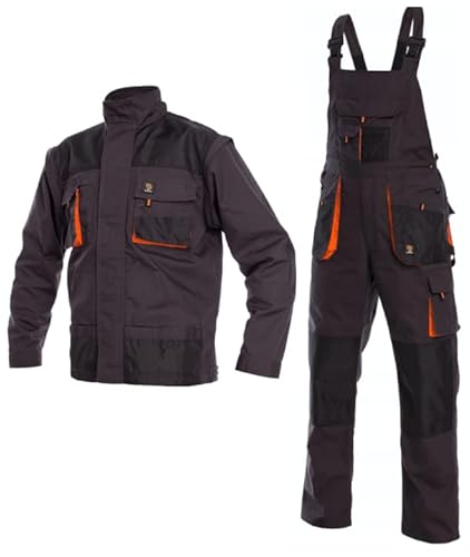 Set aus Latzhose und Jacke | Perfekt Overall mit Kniepolstertaschen für den Bodenbelagshandel von Arbeitsmechanikern | Arbeitshose für Herren | Fracht-Schwerlastarbeit | Langlebig Arbeitskleidung (54)