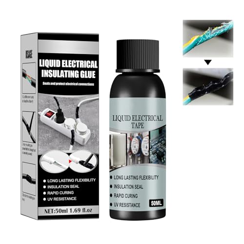 KUIRUNRX Isolierender Hochtemperaturkleber, schwarzer flüssiger Isolierkleber, wasserdichtes, schnell trocknendes Klebeband, flüssige isolierende Gummibeschichtung, Kabelreparaturpaste (50ml)