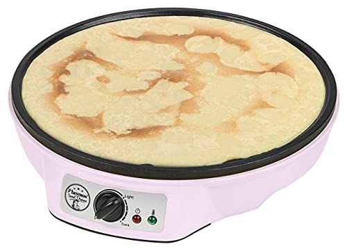 Bestron Crêpes Maker im Retro Design, für Crepes mit Ø 30 cm, inkl. Teigverteiler & Crêpes-Wender, mit Antihaftbeschichtung, 1000 Watt, Farbe: Pink