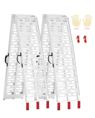 VEVOR 680 kg, 2 Stück, robuste, breitere Oberfläche, universelle stabile Laderampe mit Griffen, passend für ATV, UTV, Motorrad, Elektrofahrrad usw., Silber, 2285 x 305 x 50 mm