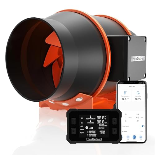 FanGoFast 150mm Rohrventilator mit App & Panel Steuerung, 595m³/h Rohrlüfter mit Timer, Temperatur- & Feuchtigkeitsregelung, EC-Motor Abluftventilator für Grow-Zelt, Gewächshaus, Garage, Bad & Küche