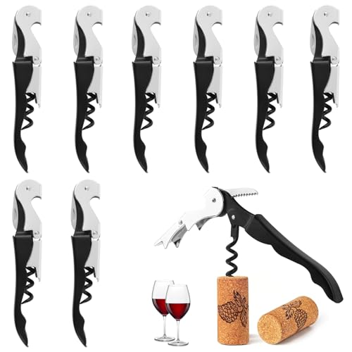 8 Stück Kellnermesser, 3-in-1 Flaschenöffner, Korkenzieher Edelstahl, Weinöffner für Sommeliers, Kellner und Barkeeper, Bieröffner und Folienschneider Set