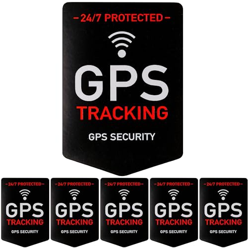 Aufkleber Set "GPS TRACKING", 6 Stück, 5 x 3,5 cm, selbstklebende Folie, außenklebend, Warnhinweis Sticker Innen- und Außenbereich, Diebstahl Schutz Klebesticker, Hinweissticker GPS alarmgesichert