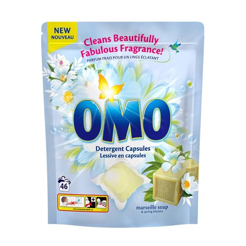 OMO Marseille Soap Laundry Capsules- 42 Capsule x 20g Each -Powerful Stain Removal with Long-Lasting Fragrance, Up to 14 days of wash-to-wash freshness, Dissolves fast, works in a 30-minute quick wash