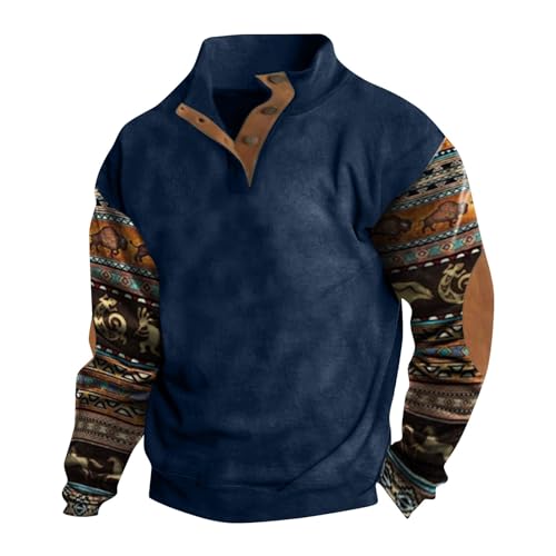 KONG JIMFAN Angebote des Tages Heute Pullover Herren Sweatshirts 2024 Winter Pullover Herren Warm Rollkragenpullover Langarmshirts Sweaters Bequem Hemden Lässig Oberteile Herren Sweatshirt(#D Navy,S)