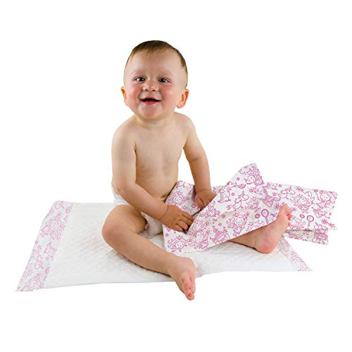 Teqler Baby-Wickelunterlagen: Wickelunterlagen mit verschiedenen Motiven für unterwegs, hygienisch mit Superabsorber 40 x 60 cm (50-er Pack)