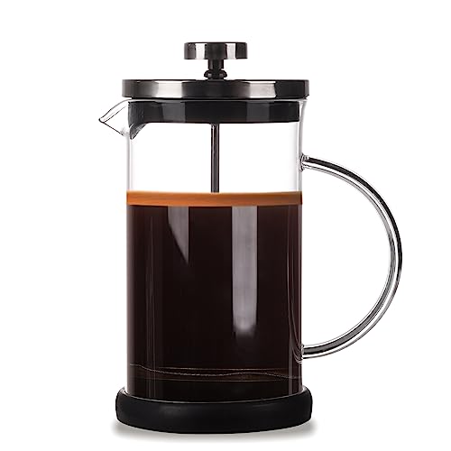 DATEFUN French Press, 600ml Kaffeekanne mit Filter, Kaffee Presse, French Coffee Press, Hitzebeständiges Glas Kaffeepresse für Tee und Kaffeezubereiter, Spülmaschinenfest, Große Karaffe Schwarz