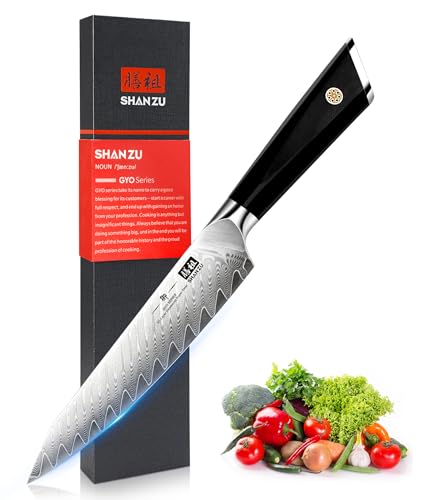 SHAN ZU Kochmesser Allzweckmesser Profi 15cm 67 Schichten Damaststahl Küchenmesser mit G10 Griff - GYO Series