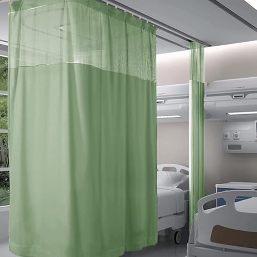 HJDSUDU Trennvorhang für Krankenhauszimmer, Sichtschutzvorhang in medizinischer Qualität mit Netzoberseite, 1 Stück Trennvorhang für Krankenhausbetten,Grün,6.5W×8.8L ft
