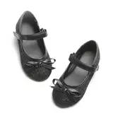 Kiderence Kleine Kleinkind Mädchen Kleid Schuhe Ballerina Ballett Wohnungen Kinder Mary Janes （Schwarz 23）